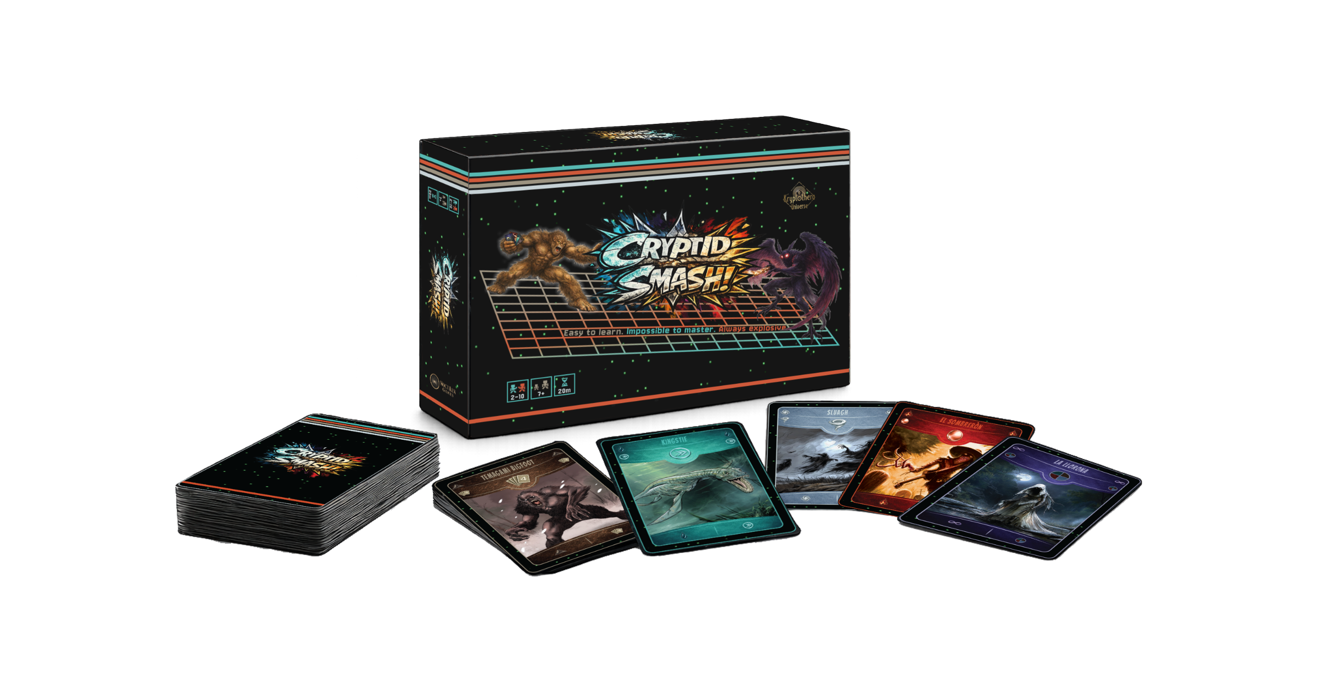cryptid smash box with a selection of cards showcasing various cryptids