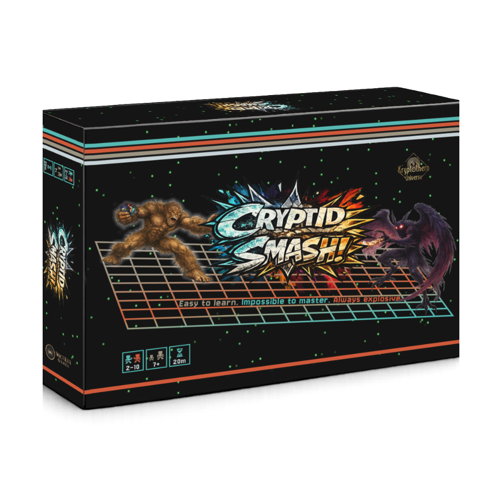 cryptid smash card game box with bigfoot and mothman cover art