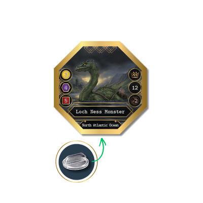 Loch Ness Monster legendary token from Kryptothera Cultural Exchange expansion with plastic stand