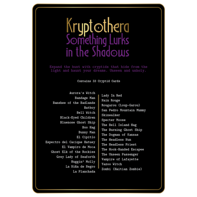 Kryptothera something lurks in the shadows expansion contents and list of included cryptid cards
