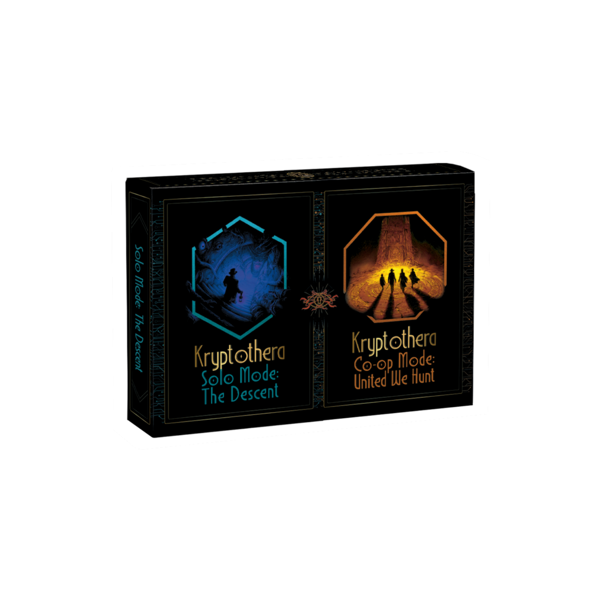 Kryptothera the descent solo mode and the united we hunt coop mode expansion board game box cover