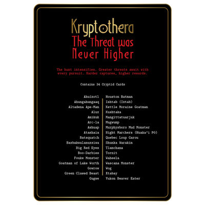 List of cryptids included in Kryptothera The Threat Was Never Higher expansion featuring harder creatures and high reward challenges