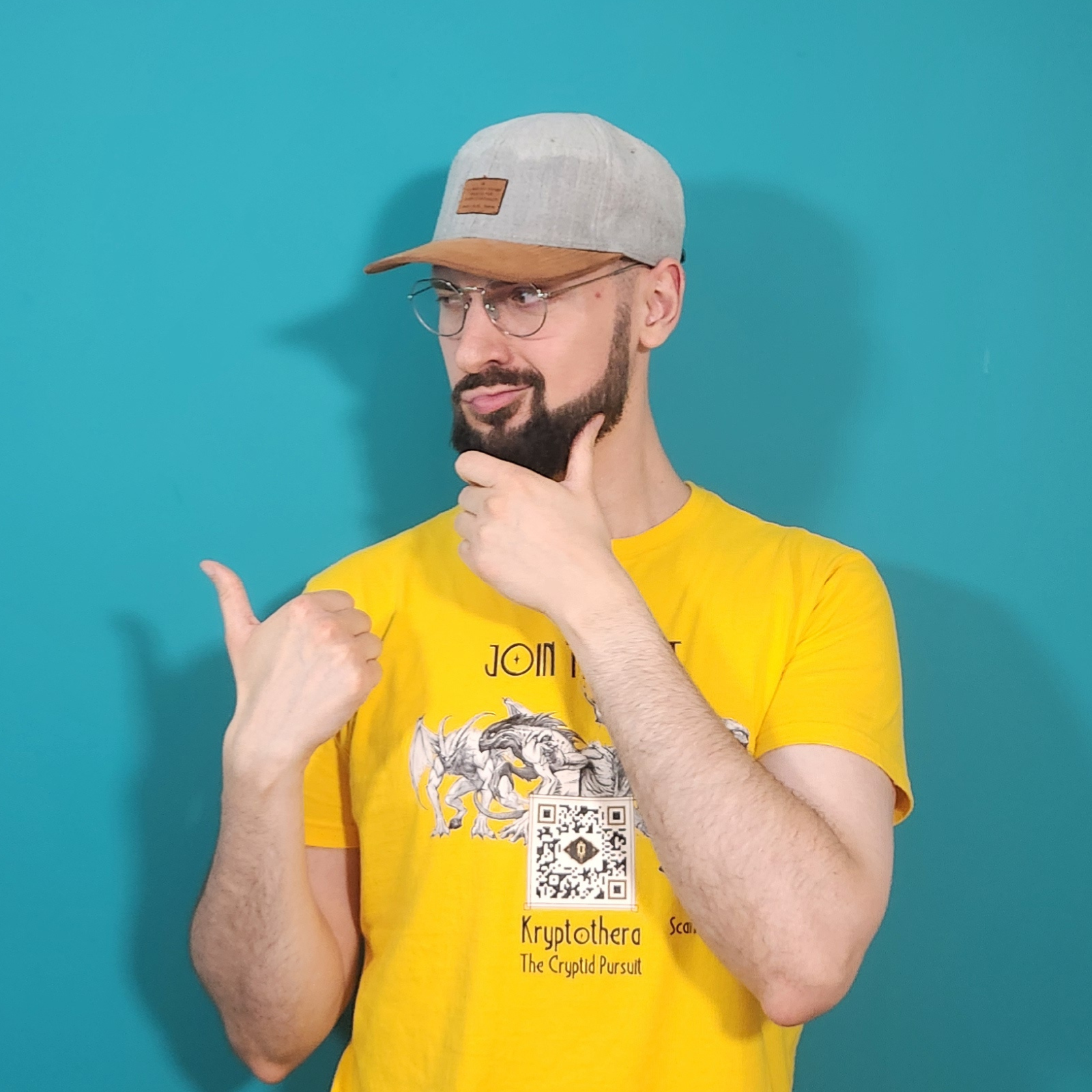 an image depicting stefanos pagonidis the social marketing and graphic design director of Noctilux games and Kryptothera the cryptid pursuit board game